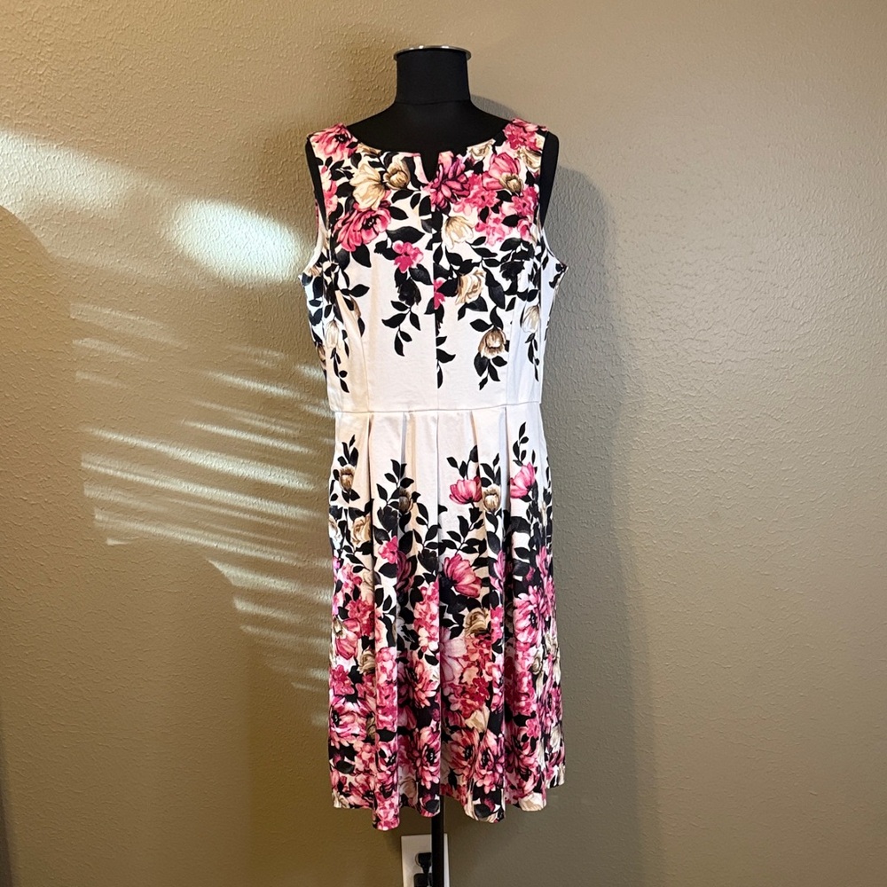White House Black Market Floral Midi Dress - Pink and Black